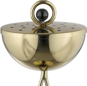 Brûleur à Bakhoor Moderne en Métal Argenté, Encensoir Contemporain en Forme de Goutte sur Socle avec Accents Orbe Noir pour Oud et Résine - Product Image 1