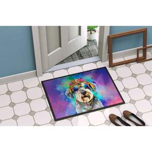 Schnauzer Hippie Dawg Doormat Non Slip Washable Low Pile 24H X 36W Indoor <b>Outdoor</b> Front <b>Door</b> <b>Mat</b> for Entryway - Product Image 4
