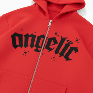 Sudadera con capucha para hombre con logo personalizado, con cremallera, de algodón, holgada, con estampado frontal, estilo casual y urbano. - Product Image 3