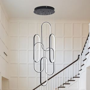 Lampadario a Sospensione LED Moderno con Anello, per Soffitti Alti, 3 Colori Dimmerabili, Contemporaneo, 78 Pollici, Nero - Product Image 1