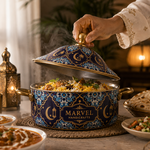 White Royals Premium Insulated Steel Casserole with <b>Lid</b> Arabic Blue Floral Hot <b>Pot</b> Thermal Food Warmer Kitchen Serving Cookware - Product Image 4
