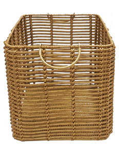 Woven Rattan <b>Storage</b> <b>Basket</b> <b>Rectangular</b> Wicker Organizer Bin with Handles for Home Bedroom Living Room - Product Image 4