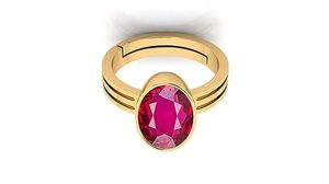 Anillo Ajustable de Cobre con Baño de Oro y Gema de Rubí Natural, Diseño Clásico Ecológico, Piedra de Nacimiento, Astrología, Rashi, Ratan - Product Image 5