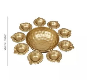 Cuenco Urli para Decoración de Puja, Florero de Metal de Latón Duradero con Diseño de Loto para Uso en Interiores, para Flores Flotantes en Agua, Estilo Taj - Product Image 4