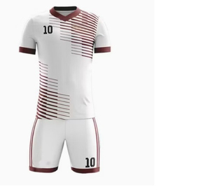 Ensemble de maillot et short de football rayé blanc et vert pour homme, col en V, manches courtes, polyester respirant, toutes saisons, vêtements de sport pour adultes - Product Image 6