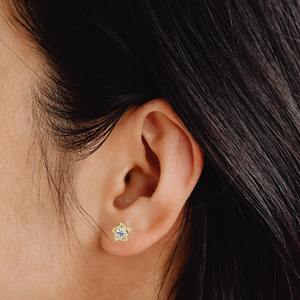 ต่างหูทองคำ 14k รูปดอกไม้ ประดับเพชรทรงกลม 0.35 กะรัต เพชรเพาะเลี้ยงในห้องปฏิบัติการ เครื่องประดับสำหรับใช้ในชีวิตประจำวัน เหมาะสำหรับผู้หญิงและเป็นของขวัญสำหรับลูกสาว - Product Image 6