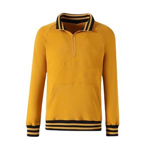 Alpha Gold Quarter Zip Sweatshirt-Col rond en chenille avec bande dorée, manchette côtelée et poche kangourou - Product Image 1
