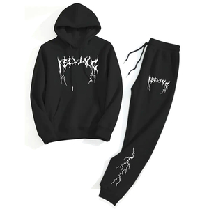 Custom Logo <b>Men</b> Fitness Apparel Set Windproof Hooded Sport Suit <b>Thermal</b> Fleece Warm Up <b>Clothing</b> Heavyweight Outfit - Product Image 1