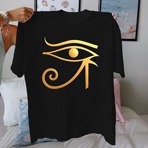 เสื้อยืดผ้าฝ้ายแท้ผู้หญิงลายตาฮอรัสโบราณใส่สบาย - Product Image 1