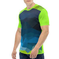 T-shirt pour homme à motif abstrait imprimé par sublimation, manches courtes, col rond, tricoté, coupe classique, 100% streetwear