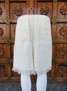 Jupe midi bohème 100 % coton écologique respirante à franges pour femme, taille haute, ourlet à pompons, décontractée, plage, ethnique, faite à la main, style hippie - Product Image 2