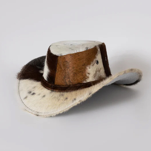 Sombrero de Vaquero Unisex de Piel de Vacuno con Borde Ancho Marrón y Blanco con Manchas, con Banda de Cuero, Casual, Personalizado, Venta al por Mayor 2026, OEM - Product Image 4