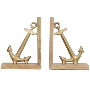 Hot Selling Minimalist Brass <b>Bookends</b> 2Pcs Gold Plated Metal Rectangle Design Traditional Book Ends For Office - Product Image 3