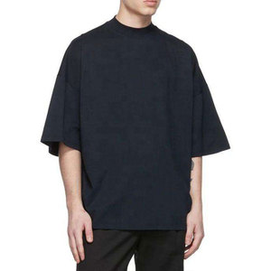 เสื้อยืดคอกลมโอเวอร์ไซส์ผู้ชาย ราคาถูก ผ้าฝ้าย 100% สั่งทำได้ ยูนิเซ็กซ์ ฤดูร้อน สไตล์วินเทจ ไซส์ใหญ่ สีดำ - Product Image 5