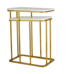 Contemporary Cast Aluminum Bar <b>Table</b> Set Sleek Dual Tier Design Marble Top Look <b>Space</b> <b>Saving</b> Frame Durable Luxury Living Accent - Product Image 5