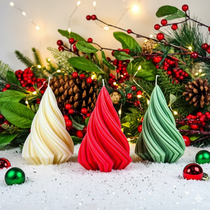 ชุดเชิงเทียนตกแต่งต้นคริสต์มาสแบบเกลียวทันสมัย ทำด้วยมือจากขี้ผึ้งถั่วเหลือง สำหรับตกแต่งบ้านในช่วงเทศกาลและวันหยุด - Product Image 2