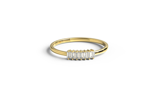 Minimalist 18K Gold Baguette Cut Diamond Ring Stackable Half Eternity Band <b>Cluster</b> Ring Fine Jewelry for Women - Product Image 1