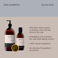 Proveedor al por Mayor de Champú para Mascotas de Buena Calidad |   Champú Sofure con Ingredientes Naturales 250ml para Perros de Pelo Negro