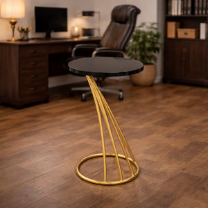 Mesa de Centro de Metal Resistente de Diseño Elegante con Estructura de Metal Dorado, Mesa de Pedestal Moderna para Sala de Estar, Vestíbulo de Hotel - Product Image 4