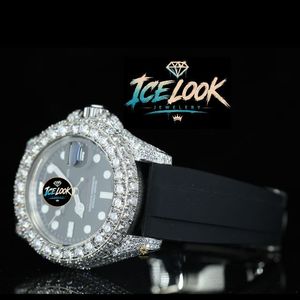 นาฬิกาข้อมือแฟชั่นหรูหรา Ice Look Luminous ดีไซน์กลไก ประดับเพชรโมอิสซาไนต์ หน้าปัดทรงกลม สายสแตนเลสสตีลขนาด 20 มม. สำหรับผู้ชาย - Product Image 2