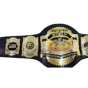 Ceinture de championnat mondial unifié Puroresu, qualité supérieure, avec drapeaux internationaux et design doré - Product Image 4