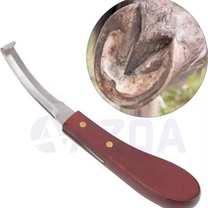 Couteau à sabot de haute qualité avec manche en bois pour la coupe et le nettoyage des sabots de bétail Outil de maréchal-ferrant vétérinaire - Product Image 3