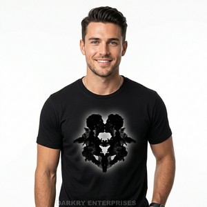 Custom T Shirt Manufacturer Mens Black Inkblot Graphic Tee High Quality Rorschach Print Cotton <b>Tshirt</b> Wholesale Men Clothing - Product Image 1