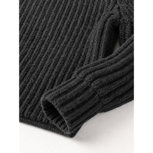 Pull à col roulé pour homme 100% laine, manches longues, tricot épais, couleur unie, pull d'hiver - Product Image 3