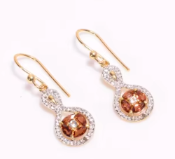 Pendiente colgante fino de Plata de Ley 925 Natural Mozambique granate circón multipiedra preciosa minimalista elegante regalo de fiesta de boda - Product Image 2