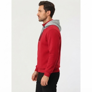 Sudadera con capucha personalizada con relieve, corte holgado, media cremallera, 100% algodón de alto gramaje (350 gramos), estilo urbano, unisex, con cremallera corta, forro polar, cortavientos, con bolsillo - Product Image 4