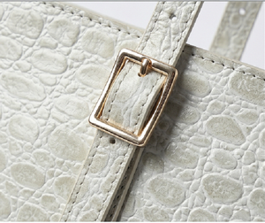 Womens White Leather Tote <b>Bag</b> Large Capacity Top Handle Purse Elegant <b>Work</b> Travel Daily Shoulder <b>Bag</b> Beach MOQ 100 - Product Image 3