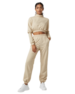 Conjunto Deportivo de Dos Piezas para Mujer, Talla Grande, con Capucha, Forro Polar de Algodón, Pantalones Deportivos de Cintura Alta y Top Corto, Ropa de Gimnasio - Product Image 2
