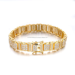 Bracelet tennis en moissanite plaqué or 14 carats et rhodium, en argent sterling 925, bijoux glacés pour hommes, tendance européenne 2025 - Product Image 1
