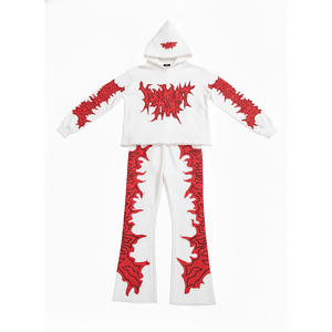 Ensemble deux pièces en molleton français de qualité supérieure, vêtements de détente en coton durable, ensemble unisexe de haute qualité imprimé à l'écran - Product Image 5