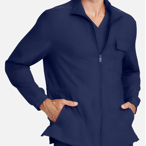 เสื้อสครับคุณภาพสูงสำหรับโรงพยาบาล ผ้าฝ้ายทอ 100% สำหรับพยาบาล แบบ unisex พร้อมระบบตรวจจับเข็ม เสื้อสครับทางการแพทย์ - Product Image 5