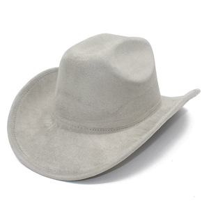 Custom LOGO Big Wide Brim Suede Cowboy <b>Hat</b> for Women <b>Men</b> Western Cowgirl Roll up <b>Fedora</b> <b>Hats</b> - Product Image 6