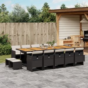 Conjunto de Comedor Plegable Grande para Jardín, de Mimbre Sintético Negro - Product Image 1
