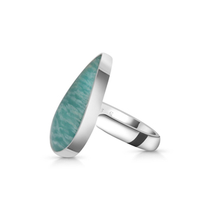 Anillo de Plata con Amazonita Natural, Corte Pera, Hecho a Mano, Plata de Ley - Product Image 3