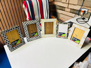 Mother of Pearl Inlay Eco-Friendly Handmade Custom Size Embossing <b>Printed</b> Photo <b>Frame</b> Table Top Floral Design - Product Image 2