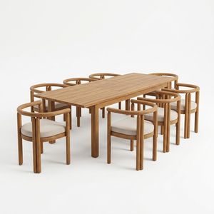 Ensemble de meubles de patio en teck pour extérieur, fabriqué en Indonésie, 8 chaises WT669 - Product Image 1
