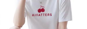 Women's Custom Shirts White Short Sleeve T-Shirt Cherry Logo Print Collarless Casual Winter Silk/Cotton 200g Breathable Regular - Product Image 5