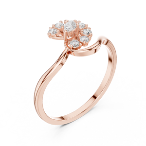 Anillo de Diamantes Cultivados en Laboratorio con Diseño Floral en Oro Rosa para Mujer, Piedras Redondas, Elegante Anillo de Promesa - Product Image 3