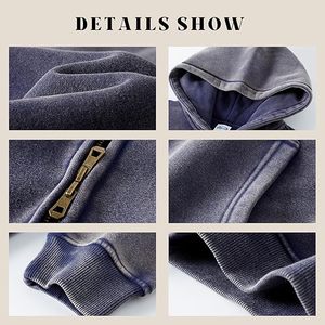 Hoodie Men Women Casual Pullover Washed Hoodie Drop Shoulder Retro Style Distressed Fashion Hoodie - Product Image 5