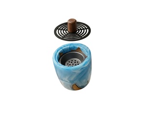 Support d'encens artisanal en bois grainé, diffuseur d'aromathérapie parfum Oud avec couvercle, aspect marbre, décoration de bureau - Product Image 6