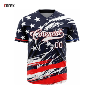 Maillot de baseball Corexent pour homme, imprimé sublimation, polyester respirant, manches courtes, toutes saisons, coupe classique, tenue d'équipe - Product Image 1