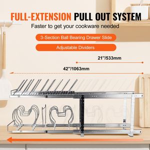 2-Tier Expandable Pull-Out Cabinet Organizer Adjustable Wire Dividers Pan Pot <b>Rack</b> for Cookie Sheet <b>Baking</b> Pans Tray <b>Racks</b> - Product Image 5