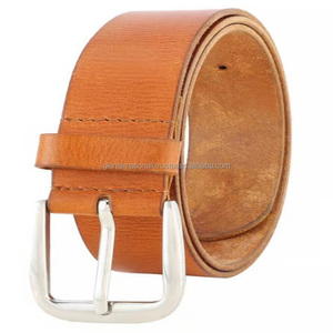 Ceinture en cuir véritable de haute qualité, couleur tan naturel, pour homme, style décontracté, pour jeans, toutes tailles sur mesure et boucle en laiton. - Product Image 6
