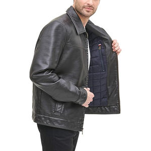 Chaqueta de Cuero para Hombre de Diseño, con Logotipo Personalizado, Cuello Alto, Impermeable, Cortavientos, con Capucha, Estilo Biker, para Invierno, Global XX - Product Image 5
