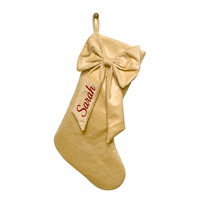 Chaussette de Noël personnalisée POD Bow avec nom brodé, chaussette familiale en velours de luxe, cadeau souvenir de Noël