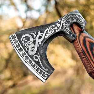 Hache Viking Artisanale Haut de Gamme en Acier Carbone de Qualité Supérieure pour Camping et Survie en Extérieur avec Étui en Cuir – Vente en Gros - Product Image 3